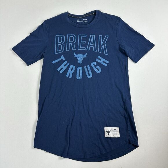 Under Armour Project Rock Break‎ Through S/S Shirt 1357191-408 Men's Small Blue - Picture 1 of 10